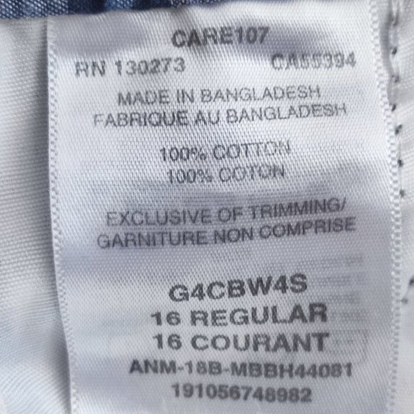 Wrangler casual short blue and white plaid boy's junior size 16 - Picture 4 of 6